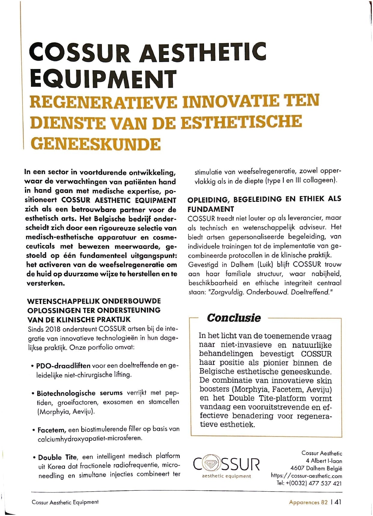 Cossur: Regeneratieve innovatie ten dienste van de esthetische geneeskunde